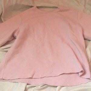 pink crop crew neck